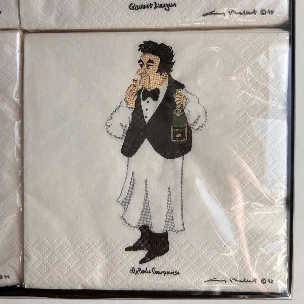 Guy Buffet's Wine Guys Beverage Napkin Gift Box Set NIB